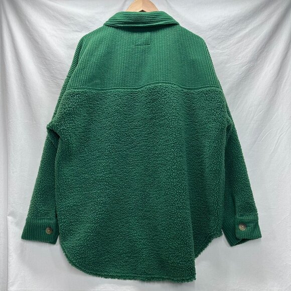 American Eagle Outfitters Oversized Fleece Button Jacket Size M Women’s Green - Picture 2 of 10